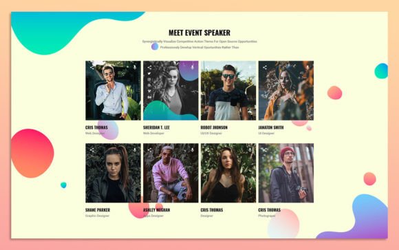 6 Team Member Widget Design Elements