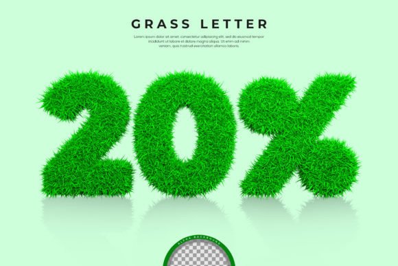 Green Grass of 20 Off in 3D Text Render: Elevating Digital Design with Realism