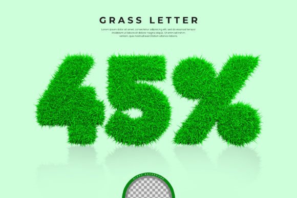 Green Grass of 45 off in 3d Text Render: Elevating Visual Impact with Realistic Nature-Inspired Typography